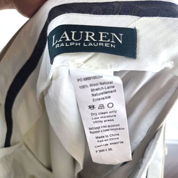 Men's Lauren Ralph Lauren Green Label Biege Wool Classic 2 Piece Suit 42S 36X30 - Picture 12 of 12